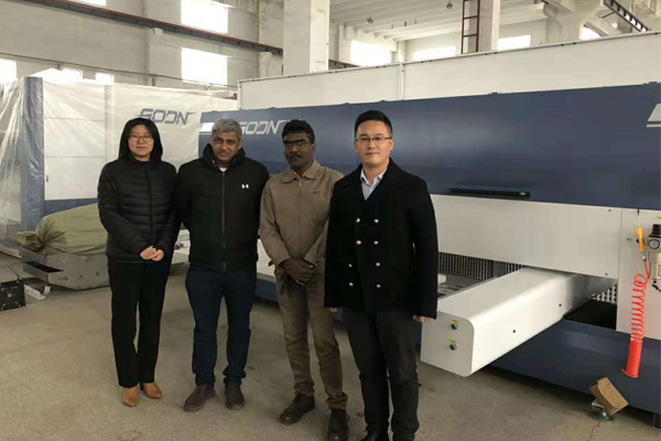 India Customer inspecting the Automatic Painting machines for Wooden Door